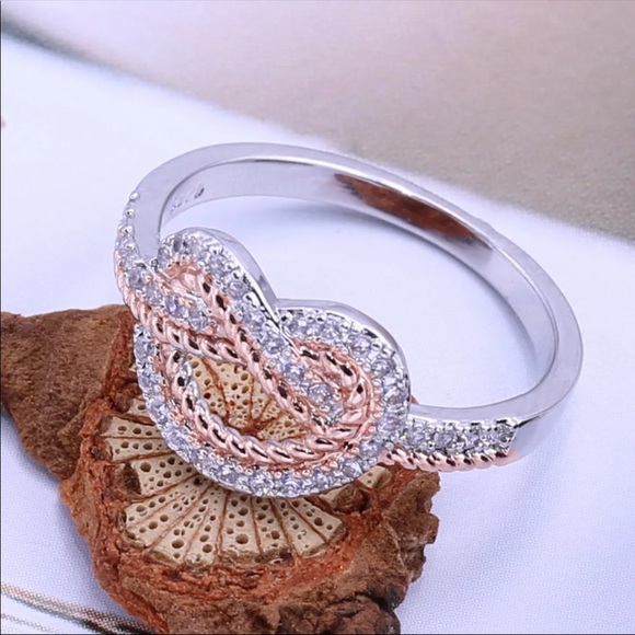 New Eternity Rose Gold Silver Romantic Ring - Picture 3 of 6